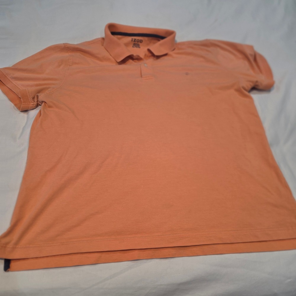 IZOD Polo Shirt Mens XL Orange Excellent Short Sleeve Solid Casual